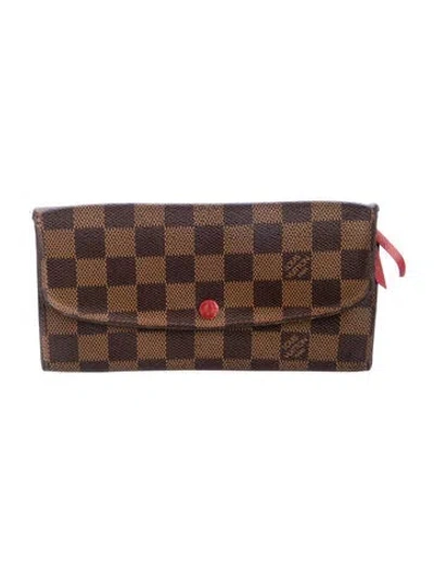 Pre-owned Louis Vuitton 2016 Damier Ebene Pattern Emilie Wallet In Brown