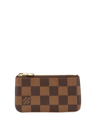 Pre-owned Louis Vuitton 2016 Damier Ebene Pochette Cles Coin Pouch In Brown