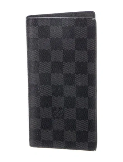 Pre-owned Louis Vuitton 2016 Damier Graphite Pattern Brazza Wallet In Black
