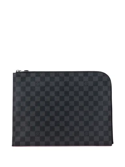 Pre-owned Louis Vuitton 2016 Damier Graphite Pochette Jour Gm Clutch Bag In Black