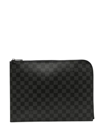 Pre-owned Louis Vuitton 2016 Damier Graphite Pochette Jour Gm Clutch Bag In Black