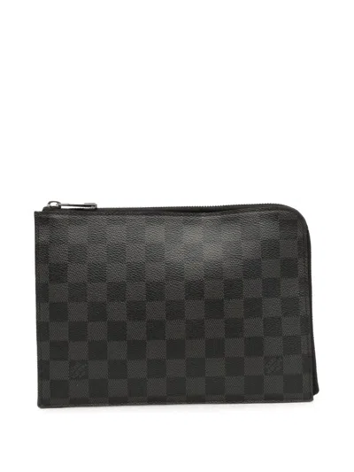 Pre-owned Louis Vuitton 2016 Damier Graphite Pochette Jour Pm Clutch Bag In Black