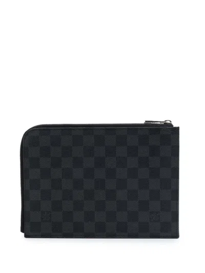 Pre-owned Louis Vuitton 2016 Damier Graphite Pochette Jour Pm Clutch Bag In Black