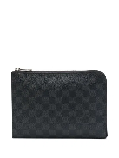 Pre-owned Louis Vuitton 2016 Damier Graphite Pochette Jour Pm Clutch Bag In Black