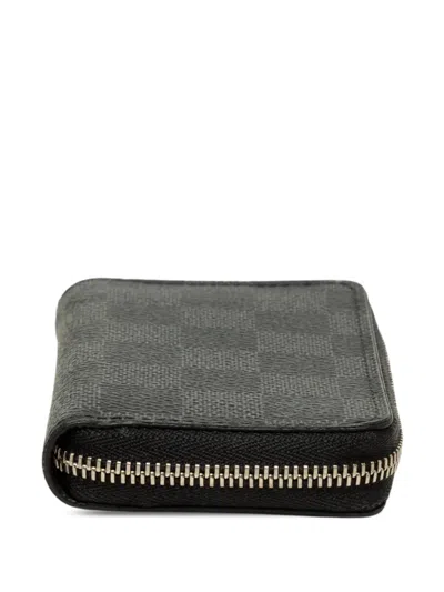 Pre-owned Louis Vuitton 2016 Damier Graphite Zippy Purse Coin Pouch In Black