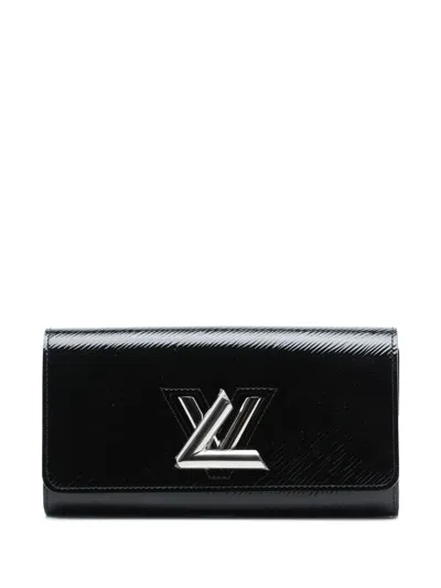 Pre-owned Louis Vuitton 2016 Electric Epi Twist Wallet Long Wallets In Black