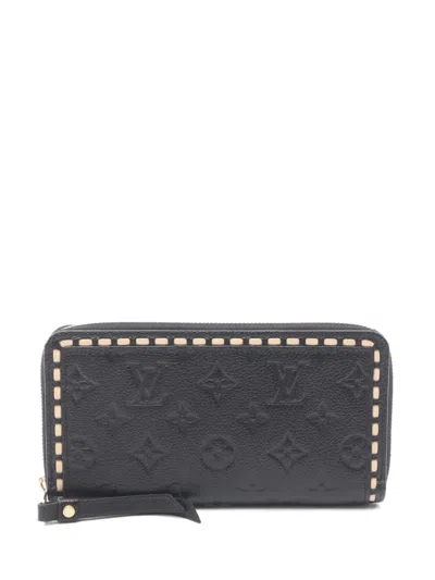 Pre-owned Louis Vuitton 2016 Embossed Leather Wallet In Black