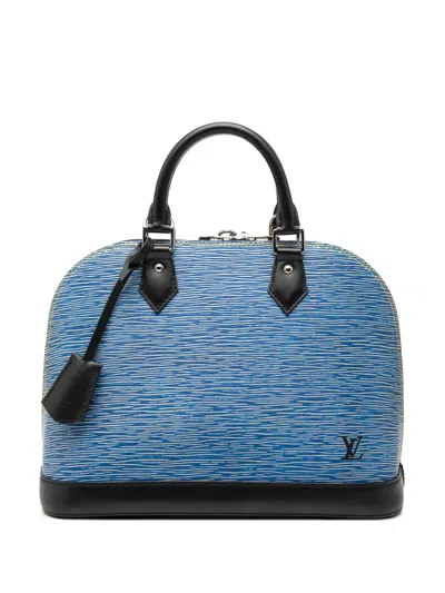 Pre-owned Louis Vuitton 2016 Epi Denim Alma Pm Handbag In Black