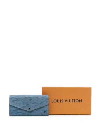 Pre-owned Louis Vuitton 2016 Epi Denim Sarah Wallet Long Wallets In Blue