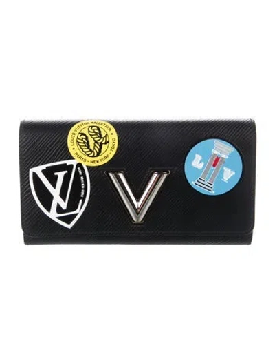 Pre-owned Louis Vuitton 2016 Epi Leather Twist Wallet In Black