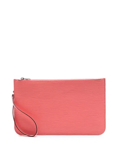 Pre-owned Louis Vuitton 2016 Epi Neverfull Pouch In Pink