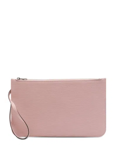 Pre-owned Louis Vuitton 2016 Epi Neverfull Pouch In Pink