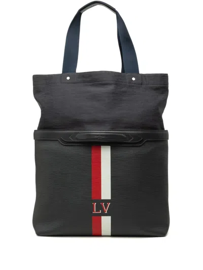 Pre-owned Louis Vuitton 2016 Epi Paint Stripe Cabas Tote Bag In Blue