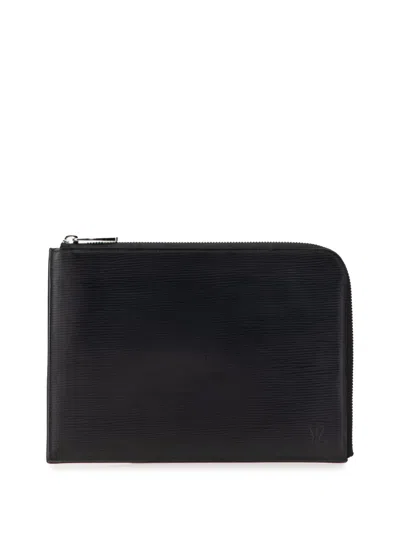 Pre-owned Louis Vuitton 2016 Epi Pochette Jour Gm Clutch Bag In Black