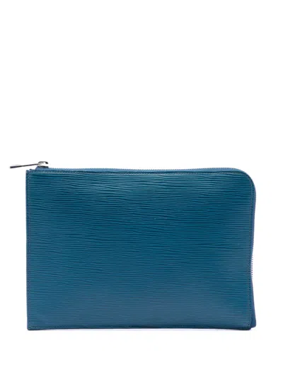 Pre-owned Louis Vuitton 2016 Epi Pochette Jour Pm Clutch Bag In Blue