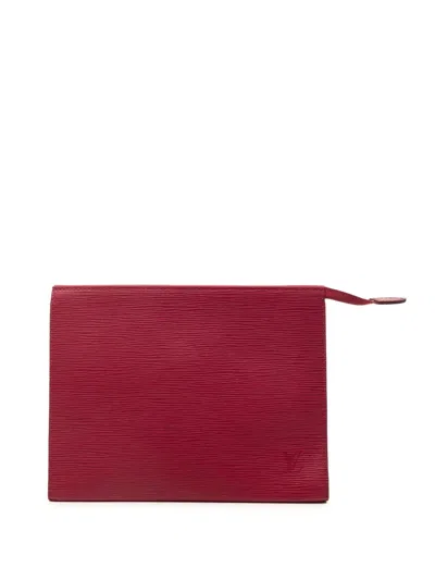 Pre-owned Louis Vuitton 2016 Epi Toiletry Pouch 26 Clutch Bag In Red