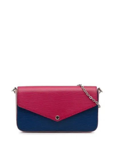 Pre-owned Louis Vuitton 2016 Epi Tricolor Pochette Felicie Crossbody Bag In Blue