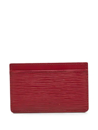Pre-owned Louis Vuitton 2016 Epi-leather Card Holder In Red