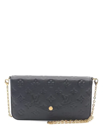 Pre-owned Louis Vuitton 2016 Felicie Monogram Empreinte Clutch Bag In Black