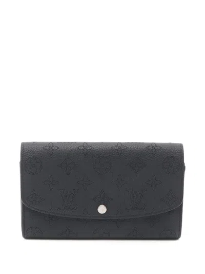 Pre-owned Louis Vuitton 2016 Iris Mahina-leather Long Wallet In Black