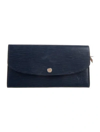 Pre-owned Louis Vuitton 2016 Lv Monogram Emilie Wallet In Blue
