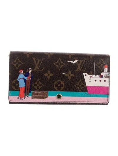 Pre-owned Louis Vuitton 2016 Lv Monogram Sarah Wallet In Brown