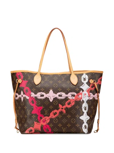 Pre-owned Louis Vuitton 2016 Monogram Bay Neverfull Mm Tote Bag In Brown
