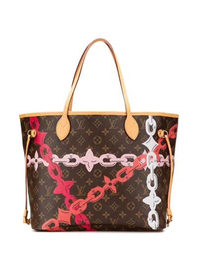 Pre-owned Louis Vuitton 2016 Monogram Bay Neverfull Mm Tote Bag In Brown