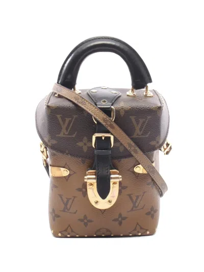 Pre-owned Louis Vuitton 2016 Monogram Camera Box Leather Shoulder Bag In Brown