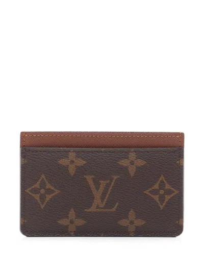Pre-owned Louis Vuitton 2016 Monogram Card Case In Brown