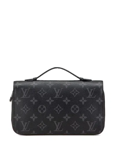 Pre-owned Louis Vuitton 2016 Monogram Eclipse Zippy Xl Wallet Long Wallets In Black