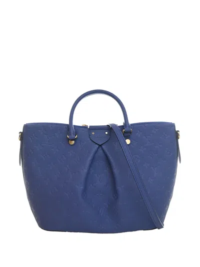 Pre-owned Louis Vuitton 2016 Monogram Empreinte Mazarine Mm Satchel In Blue