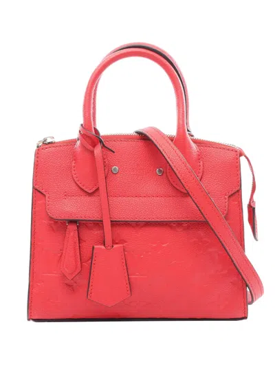 Pre-owned Louis Vuitton 2016 Monogram Empreinte Mini Pont Neuf Satchel In Red