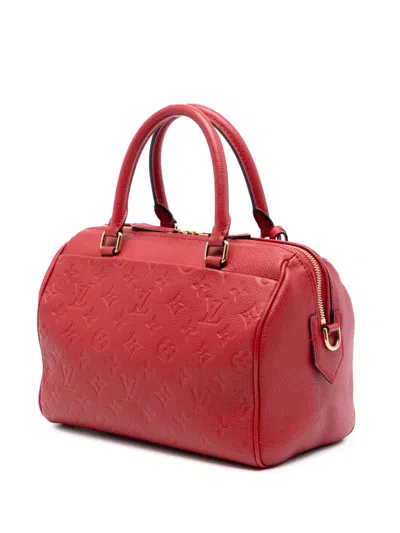 Pre-owned Louis Vuitton 2016 Monogram Empreinte Speedy Bandouliere 25 Satchel In Red