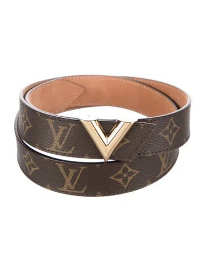 Pre-owned Louis Vuitton 2016 Monogram Essential V Belt In Brown