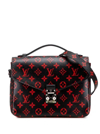 Pre-owned Louis Vuitton 2016 Monogram Infrarouge Pochette Metis Satchel In Black