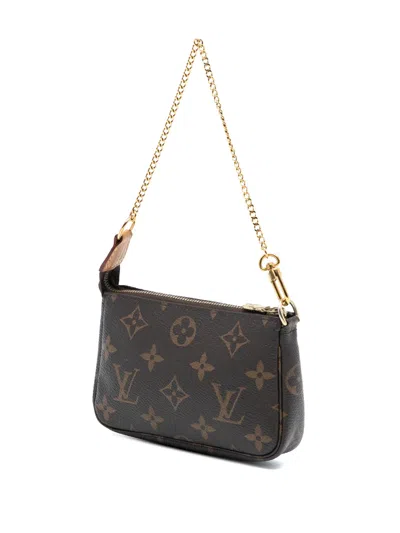 Pre-owned Louis Vuitton 2016 Monogram Mini Pochette Accessoires Handbag In Brown