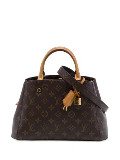 Pre-owned Louis Vuitton 2016 Monogram Montaigne Bb Satchel In Brown