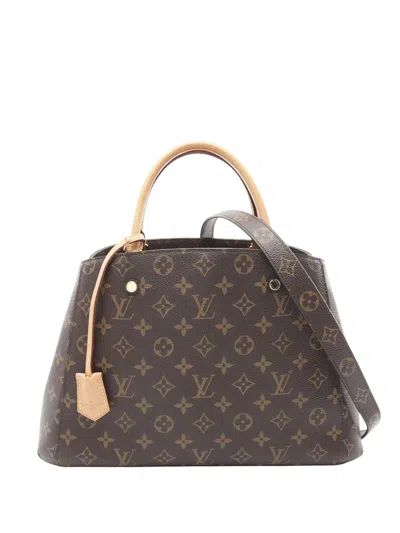 Pre-owned Louis Vuitton 2016 Monogram Montaigne Mm Satchel In Brown
