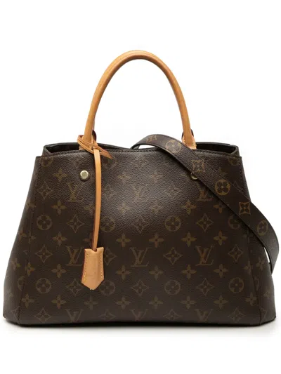 Pre-owned Louis Vuitton 2016 Monogram Montaigne Mm Satchel In Brown
