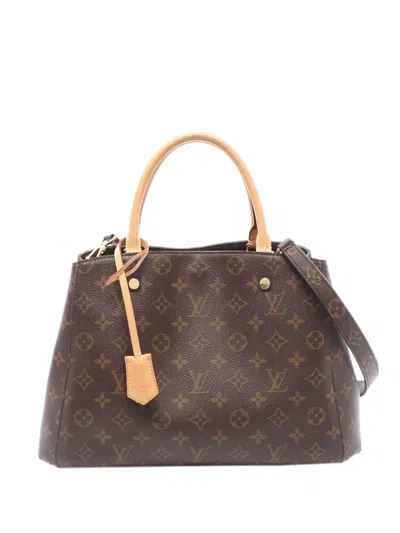 Pre-owned Louis Vuitton 2016 Monogram Montaigne Mm Satchel In Brown