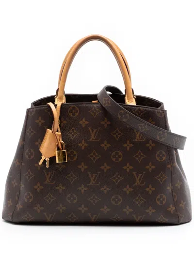 Pre-owned Louis Vuitton 2016 Monogram Montaigne Mm Satchel In Brown