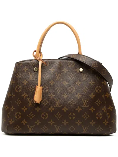Pre-owned Louis Vuitton 2016 Monogram Montaigne Mm Satchel In Brown