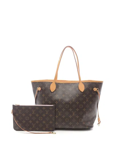 Pre-owned Louis Vuitton 2016 Monogram Neverfull Mm Tote Bag In Brown