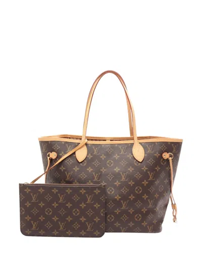 Pre-owned Louis Vuitton 2016 Monogram Neverfull Mm Tote Bag In Brown