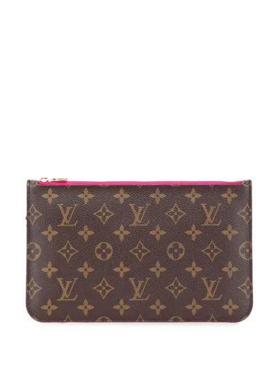 Pre-owned Louis Vuitton 2016 Monogram Neverfull Pouch In Brown