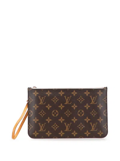 Pre-owned Louis Vuitton 2016 Monogram Neverfull Pouch In Brown