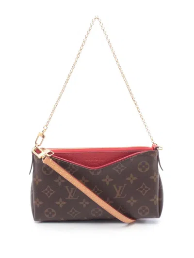 Pre-owned Louis Vuitton 2016 Monogram Pallas Clutch Satchel In Brown