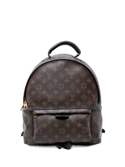 Pre-owned Louis Vuitton 2016 Monogram Palm Springs Mm Backpack In Brown