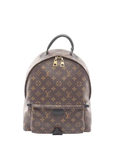 Pre-owned Louis Vuitton 2016 Monogram Palm Springs Mm Backpack In Brown